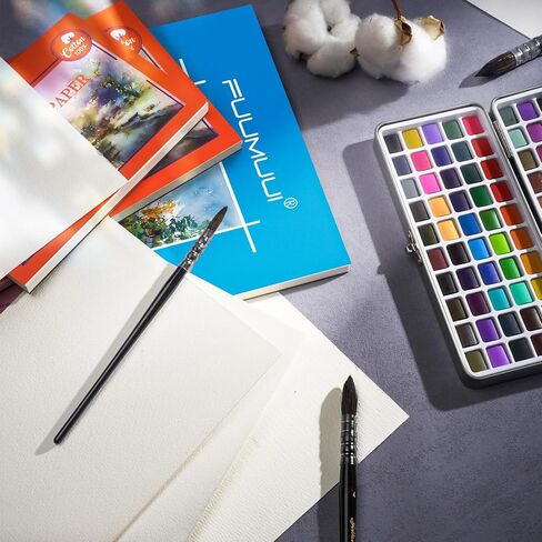 ورق ألوان مائية من Fuumuui - 30 ورقة مقاس 9 × 12 بوصة لوحة ألوان مائية مضغوطة على البارد - 140 رطل/300 جرام في المتر المربع لحبر الغواش المائي in Kuwait