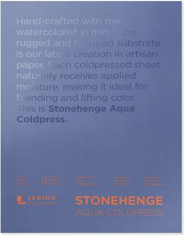 كتلة ألوان مائية من ليجون ستونهنج أكوا، 140 ضغط بارد، 9 × 12 بوصة، 15 ورقة، أبيض in Kuwait