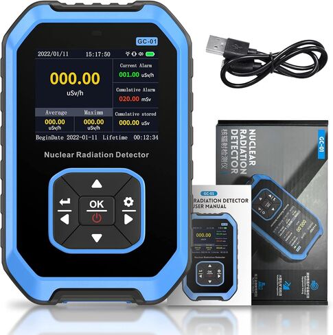 كاشف الإشعاع النووي عداد جيجر - مقياس جرعات الإشعاع مع شاشة LCD، مقياس مراقبة الإشعاع المحمول باليد بيتا جاما بالأشعة السينية القابلة لإعادة الشحن، 5 وحدات جرعة مبدلة in Kuwait