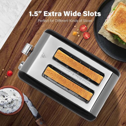 YSSOA Stainless Steel Toaster 2 Slice with Extra Wide Slot & Removable Crumb Tray, 5 Shade Settings and Bagel/Defrost/Cancel Functions, Compact Oven, for Various Bread & Waffle, Retro Silver in Saudi Arabia