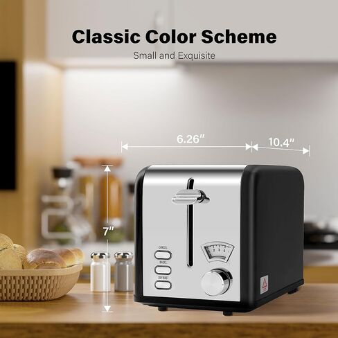 YSSOA Stainless Steel Toaster 2 Slice with Extra Wide Slot & Removable Crumb Tray, 5 Shade Settings and Bagel/Defrost/Cancel Functions, Compact Oven, for Various Bread & Waffle, Retro Silver in Saudi Arabia
