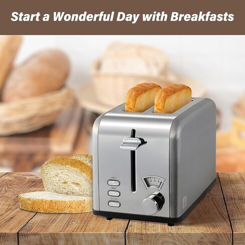 YSSOA Stainless Steel Toaster 2 Slice with Extra Wide Slot & Removable Crumb Tray, 5 Shade Settings and Bagel/Defrost/Cancel Functions, Compact Oven, for Various Bread & Waffle, Retro Silver in Saudi Arabia