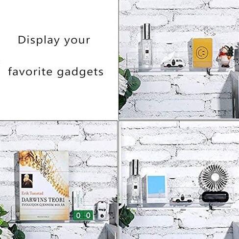 أرفف كتب الحضانة مقاس 12 بوصة للجدار، 6 عبوات من رف كتب الأكريليك الشفاف للأطفال الصغار، أرفف عائمة لديكور الحائط، عرض الفينيل، رف حافة الصورة، حامل سجل، رف طلاء الأظافر in Kuwait