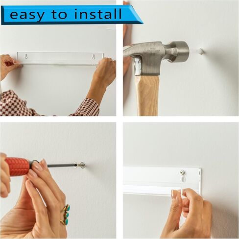 أرفف كتب الحضانة مقاس 12 بوصة للجدار، 6 عبوات من رف كتب الأكريليك الشفاف للأطفال الصغار، أرفف عائمة لديكور الحائط، عرض الفينيل، رف حافة الصورة، حامل سجل، رف طلاء الأظافر in Kuwait