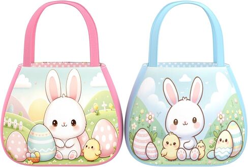 Easter Bunny Basket Egg Bags for Kids, Bunny Basket and Eggs Hunt Bag, Easter Bunny Gifts Bags for Easter, Personalized Basket Easter Gift for Boys Girls (Blue+Pink) in Saudi Arabia