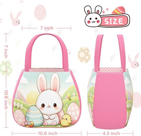 Easter Bunny Basket Egg Bags for Kids, Bunny Basket and Eggs Hunt Bag, Easter Bunny Gifts Bags for Easter, Personalized Basket Easter Gift for Boys Girls (Blue+Pink) in Saudi Arabia