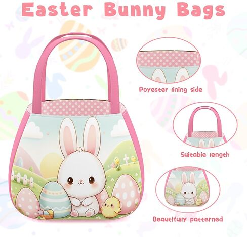 Easter Bunny Basket Egg Bags for Kids, Bunny Basket and Eggs Hunt Bag, Easter Bunny Gifts Bags for Easter, Personalized Basket Easter Gift for Boys Girls (Blue+Pink) in Saudi Arabia