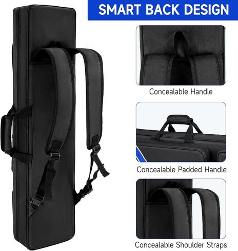 حقيبة عصا البلياردو مقاس 4 × 5، حقيبة حمل عصا حمام السباحة تحمل 4 أعقاب و5 أعمدة، حقيبة عصا البلياردو مع 14 جيبًا وحزام كتف، سوداء (الحقيبة فقط) in Kuwait