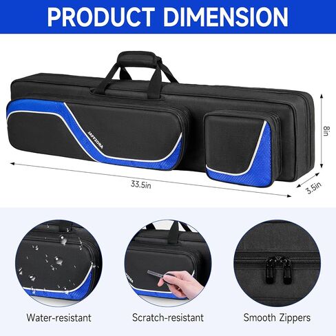 حقيبة عصا البلياردو مقاس 4 × 5، حقيبة حمل عصا حمام السباحة تحمل 4 أعقاب و5 أعمدة، حقيبة عصا البلياردو مع 14 جيبًا وحزام كتف، سوداء (الحقيبة فقط) in Kuwait