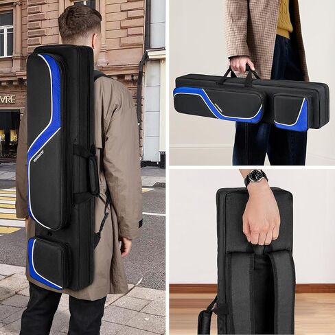 حقيبة عصا البلياردو مقاس 4 × 5، حقيبة حمل عصا حمام السباحة تحمل 4 أعقاب و5 أعمدة، حقيبة عصا البلياردو مع 14 جيبًا وحزام كتف، سوداء (الحقيبة فقط) in Kuwait