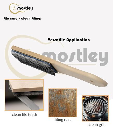𝙁𝙞𝙡𝙚 𝘾𝙖𝙧𝙙 Steel Brush for Cleaning Filings, 8inch Wooden Handle Carded Cleaner with Rigid Metal Bristles, Good Hand Files Rasps Maintenance Tool for Hobbyists and Luthier in Saudi Arabia