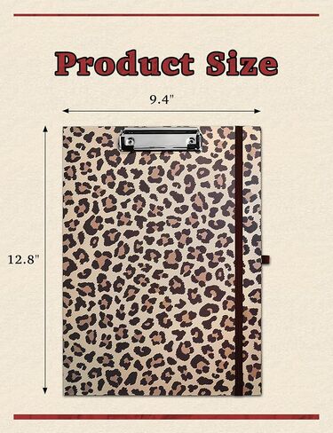 Mymazn Leopard Clipboard Folio with Refillable Lined Date-Topped Notepad and Interior Storage Pocket Folder A4 Paper Clip, with Pen Loop, Elastic Band, Cheetah in Saudi Arabia
