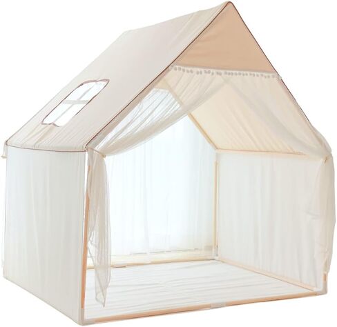 Wonder Space Large Minimal Indian Playhouse Kids Play Tent - Sturdy Durable Thick PVC Natural Canvas Indoor Outdoor Teepee Play House - Neutral Beige Color for Children Boys & Girls, 53'' x 56'' in Saudi Arabia