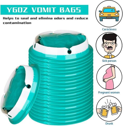 حقيبة القيء 32 حزمة أكياس التقيؤ عالية الكثافة أكياس تقيؤ 1000 مل حقيبة مريضة حقيبة دوار الهواء أكياس الغثيان القابل للتصرف للأطفال الصباح النساء الحوامل سيارة دوار الحركة in Kuwait