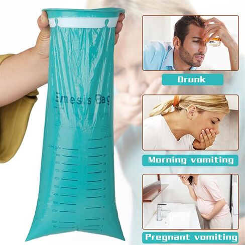 حقيبة القيء 32 حزمة أكياس التقيؤ عالية الكثافة أكياس تقيؤ 1000 مل حقيبة مريضة حقيبة دوار الهواء أكياس الغثيان القابل للتصرف للأطفال الصباح النساء الحوامل سيارة دوار الحركة in Kuwait