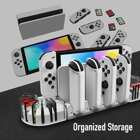 TNP Switch Dock Charger - Joy-Con Controller Charger Dock Switch OLED - Upgraded Switch Joycon Charger with 20-Slot Game Card Holder in Saudi Arabia