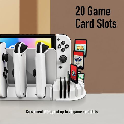 TNP Switch Dock Charger - Joy-Con Controller Charger Dock Switch OLED - Upgraded Switch Joycon Charger with 20-Slot Game Card Holder in Saudi Arabia