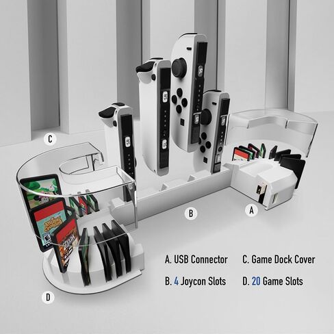 TNP Switch Dock Charger - Joy-Con Controller Charger Dock Switch OLED - Upgraded Switch Joycon Charger with 20-Slot Game Card Holder in Saudi Arabia
