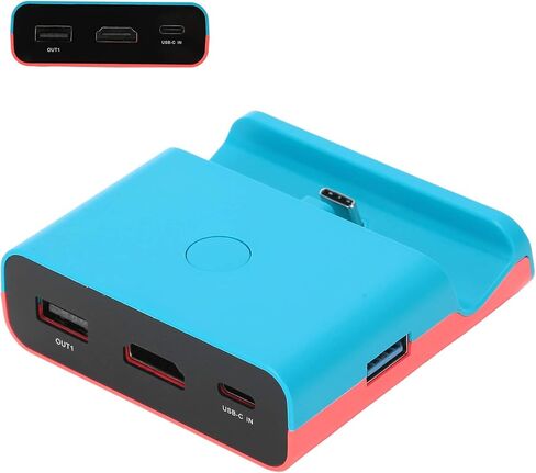 Hdmi To Usb C, Usb C To Hdmi, Charging Dock Stand Video Converter Usb To Hdmi Adapter Hdmi To Usb C Adapter for Switch Switch Lite(Blue red) in Saudi Arabia