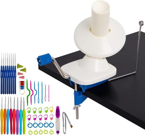 Yarn Ball Winder for Knitting Hand-Operated, Manual Wool Winder Holder for Swift Yarn Fiber String Ball, 4 Ounce Capacity, Knitting Needles Set Included in Kuwait