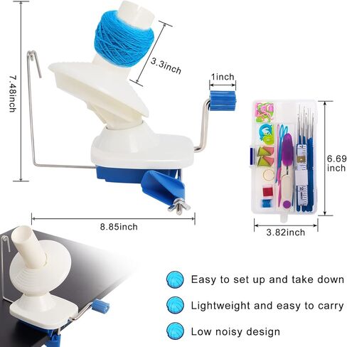 Yarn Ball Winder for Knitting Hand-Operated, Manual Wool Winder Holder for Swift Yarn Fiber String Ball, 4 Ounce Capacity, Knitting Needles Set Included in Kuwait