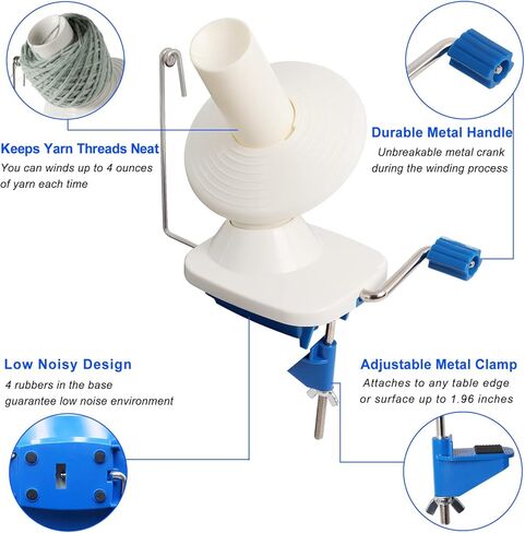 Yarn Ball Winder for Knitting Hand-Operated, Manual Wool Winder Holder for Swift Yarn Fiber String Ball, 4 Ounce Capacity, Knitting Needles Set Included in Kuwait