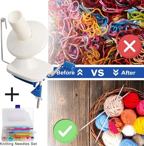 Yarn Ball Winder for Knitting Hand-Operated, Manual Wool Winder Holder for Swift Yarn Fiber String Ball, 4 Ounce Capacity, Knitting Needles Set Included in Kuwait