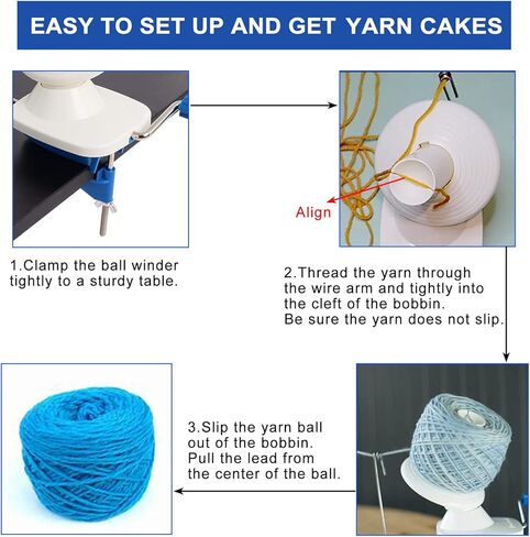 Yarn Ball Winder for Knitting Hand-Operated, Manual Wool Winder Holder for Swift Yarn Fiber String Ball, 4 Ounce Capacity, Knitting Needles Set Included in Kuwait