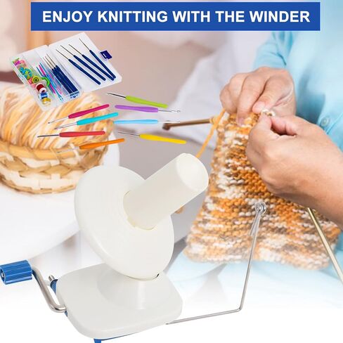 Yarn Ball Winder for Knitting Hand-Operated, Manual Wool Winder Holder for Swift Yarn Fiber String Ball, 4 Ounce Capacity, Knitting Needles Set Included in Kuwait
