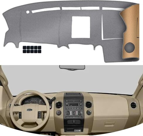 غطاء لوحة أجهزة القياس KEYOOG مناسب لـ 2020-2015 Fo-rd F-150،2020-2018 Expedition (لموديلات سماعات مركز لوحة القيادة فقط)، سجادة لوحة أجهزة القياس مضادة للوهج، وسادة مضادة للانزلاق (أسود) in Kuwait