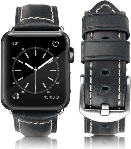 متوافق مع سوار ساعة Apple مقاس 42 مم 44 مم 45 مم 49 مم 38 مم 40 مم 41 مم، حزام من الجلد الأصلي لسلسلة iWatch 8,7,6,5,4,3,2,1, Ultra Sport SE in Kuwait