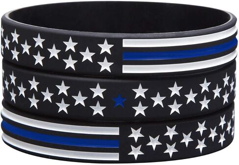 Sainstone Thin Blue Line American Flag Police Bracelet - Blue Lives Matter Silicone Rubber Wristband Band Set - Support Law Enforcement for Policeman's Prayer Gifts for Police Officers Cops in Saudi Arabia