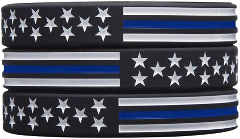 Sainstone Thin Blue Line American Flag Police Bracelet - Blue Lives Matter Silicone Rubber Wristband Band Set - Support Law Enforcement for Policeman's Prayer Gifts for Police Officers Cops in Saudi Arabia