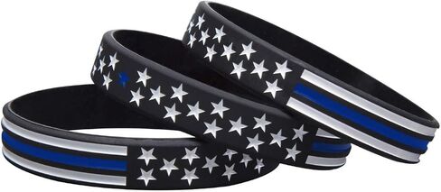 Sainstone Thin Blue Line American Flag Police Bracelet - Blue Lives Matter Silicone Rubber Wristband Band Set - Support Law Enforcement for Policeman's Prayer Gifts for Police Officers Cops in Saudi Arabia