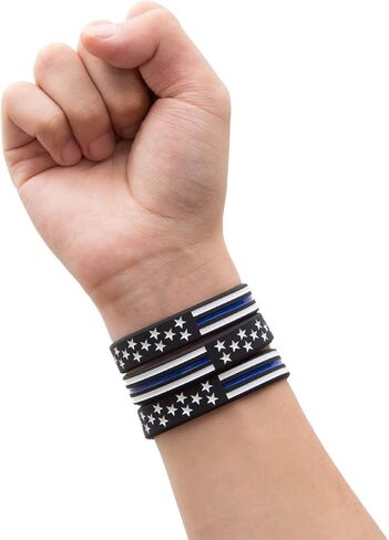 Sainstone Thin Blue Line American Flag Police Bracelet - Blue Lives Matter Silicone Rubber Wristband Band Set - Support Law Enforcement for Policeman's Prayer Gifts for Police Officers Cops in Saudi Arabia