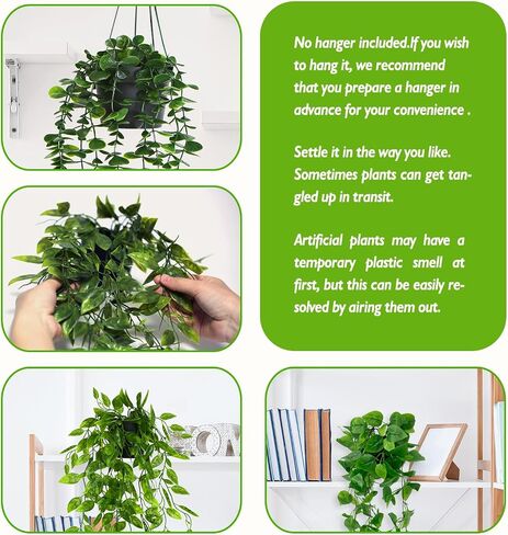 Fake-Hanging Plants 4 Pack Artificial Hanging Plants Potted Greenery Faux- Eucalyptus Mandala Vine Pea Pod Lvy Vine Leaves for Shelf Room Office Home Wall Indoor Outdoor Decor in Saudi Arabia