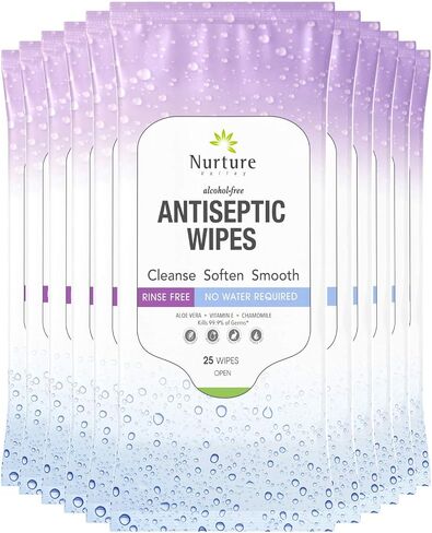 Nurture Antibacterial Body & Hand Wipes - Alcohol-Free Antiseptic Wet Sanitizer Towelettes for Germ Removal, Disinfecting Skin, Sanitizing Hands | Natural Moist Cleaning Cloths For Adults, Kids & Baby in Saudi Arabia