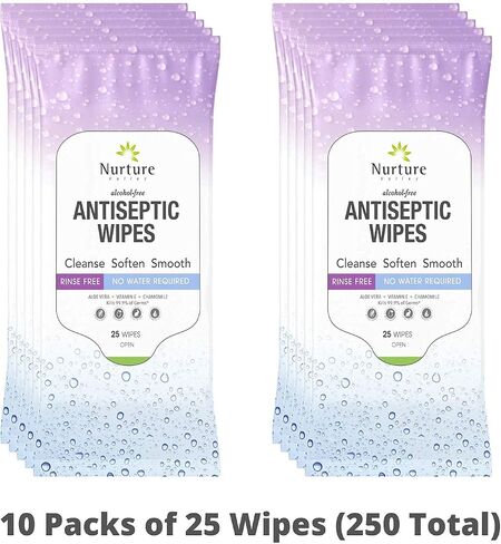 Nurture Antibacterial Body & Hand Wipes - Alcohol-Free Antiseptic Wet Sanitizer Towelettes for Germ Removal, Disinfecting Skin, Sanitizing Hands | Natural Moist Cleaning Cloths For Adults, Kids & Baby in Saudi Arabia