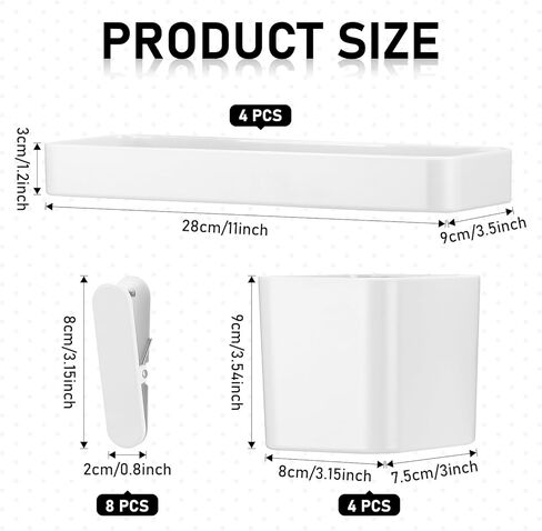 16 قطعة من مجموعة أدوات تنظيم الحائط Pegboard بما في ذلك 4 صناديق تخزين و4 حاويات مربعة و8 مقاطع ملحقات Pegboard باللون الأبيض للحرف الجدارية وتخزين منظمة المكتب المنزلي in Kuwait