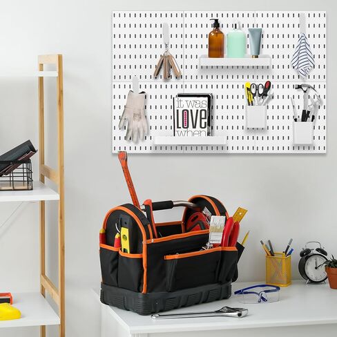 16 قطعة من مجموعة أدوات تنظيم الحائط Pegboard بما في ذلك 4 صناديق تخزين و4 حاويات مربعة و8 مقاطع ملحقات Pegboard باللون الأبيض للحرف الجدارية وتخزين منظمة المكتب المنزلي in Kuwait