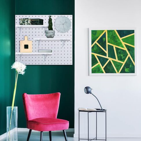 6 مجموعات كبيرة من مجموعة أرفف Pegboard من أرفف Pegboard من الألواح الليفية وأقواس تخزين بيضاء مقاومة للبقع وأرفف منظم وإكسسوارات Pegboard للجدار والمنزل والمرآب والحضانة in Kuwait