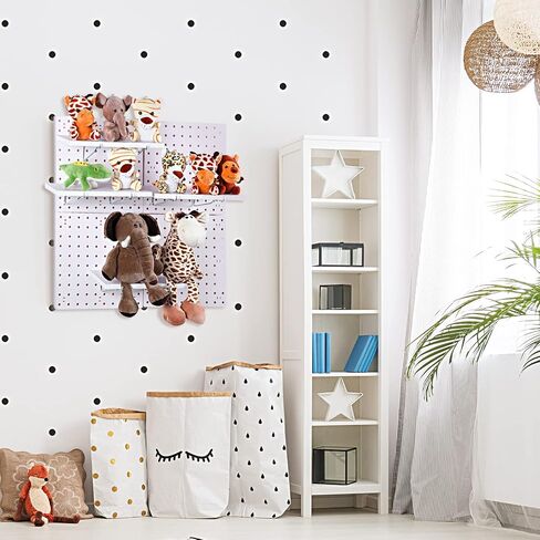 6 مجموعات كبيرة من مجموعة أرفف Pegboard من أرفف Pegboard من الألواح الليفية وأقواس تخزين بيضاء مقاومة للبقع وأرفف منظم وإكسسوارات Pegboard للجدار والمنزل والمرآب والحضانة in Kuwait