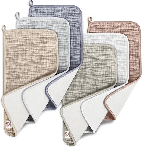 100% Cotton Muslin Burp Cloths Sets 6 Pack 20x10inch Large Burping Clothes Extra Soft Absorbent for Newborn Unisex Baby Girls and Boys (Summer) in Kuwait