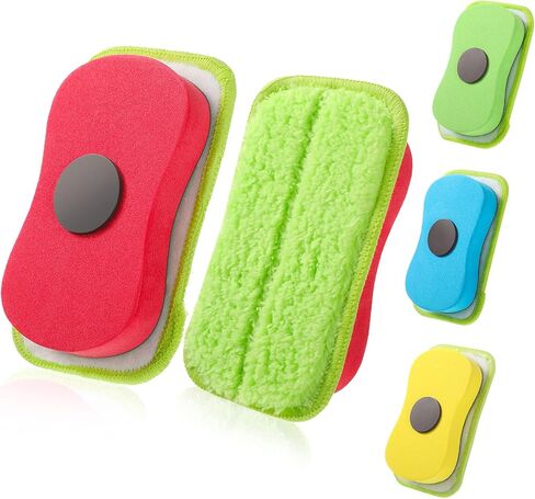 4 Pieces Microfiber Dustless Chalk Eraser, Washable Chalkboard Eraser Dry Erase Whiteboard Eraser Magnetic Reusable Chalk Eraser for Chalk, Markers, Classroom, Home and Office in Saudi Arabia