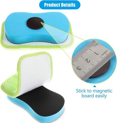 4 Pieces Microfiber Dustless Chalk Eraser, Washable Chalkboard Eraser Dry Erase Whiteboard Eraser Magnetic Reusable Chalk Eraser for Chalk, Markers, Classroom, Home and Office in Saudi Arabia