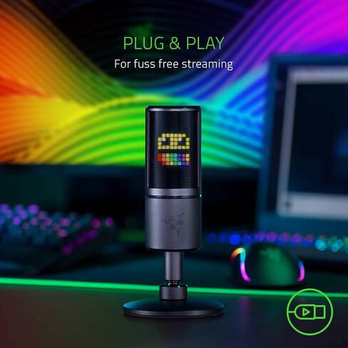 ميكروفون Razer seiren x USB المتدفق بدرجة احترافية مدمج للصدمات ونمط التقاط supercardiod من الألومنيوم المؤكسد باللون الأبيض الزئبقي المتجدد in Saudi Arabia