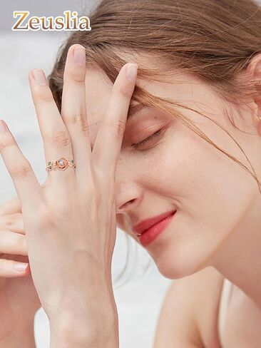 Rose Ring Sterling Silver Rose Rings for Women Rose Gold Flower Rings for Women Adjustable Rose Rings Jewelry Gifts in Saudi Arabia