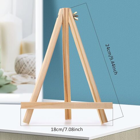 16 Pieces 9.4 Inch Wood Display Easel Natural Pine Wood Tripod Easel Photo Painting Display Wooden Easel Stand Mini Tripod Tabletop Display Easel Holder for Canvas Painting Party Kids Crafts Photos in Saudi Arabia