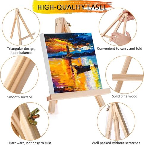 16 Pieces 9.4 Inch Wood Display Easel Natural Pine Wood Tripod Easel Photo Painting Display Wooden Easel Stand Mini Tripod Tabletop Display Easel Holder for Canvas Painting Party Kids Crafts Photos in Saudi Arabia