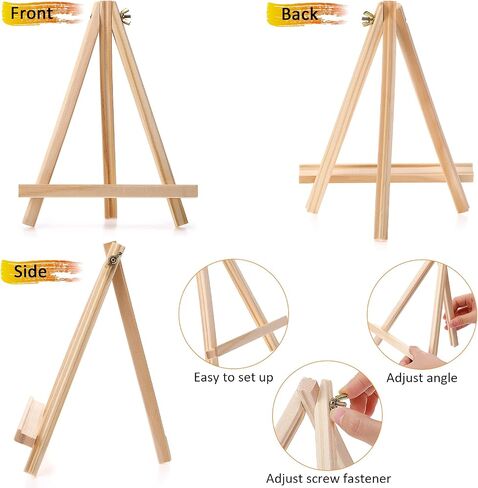 16 Pieces 9.4 Inch Wood Display Easel Natural Pine Wood Tripod Easel Photo Painting Display Wooden Easel Stand Mini Tripod Tabletop Display Easel Holder for Canvas Painting Party Kids Crafts Photos in Saudi Arabia